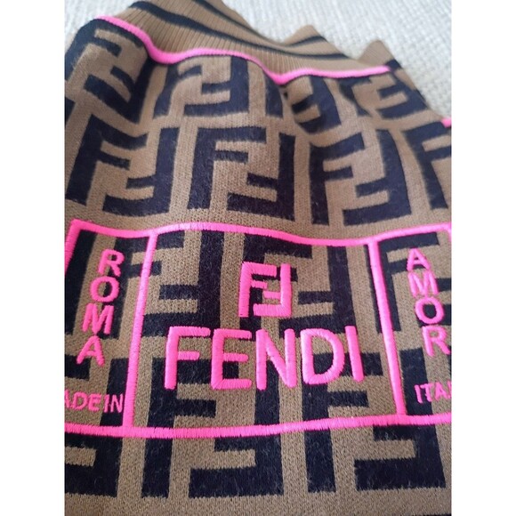 FENDI Brown Zucca Monogram Knit Crop Top & Leggings Set | Size US 4 / IT 40 - Picture 9 of 14